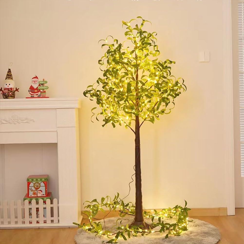 LED Verlichte Olijfboom 120cm 180 LED Warm Wit, USB LED Lichtboom met Bladeren en Afstandsbediening, 8 Lichtmodi, LED Kunstmatige Groene Plant met Lichten voor Kerstmis Huwelijk Vakantiepartij