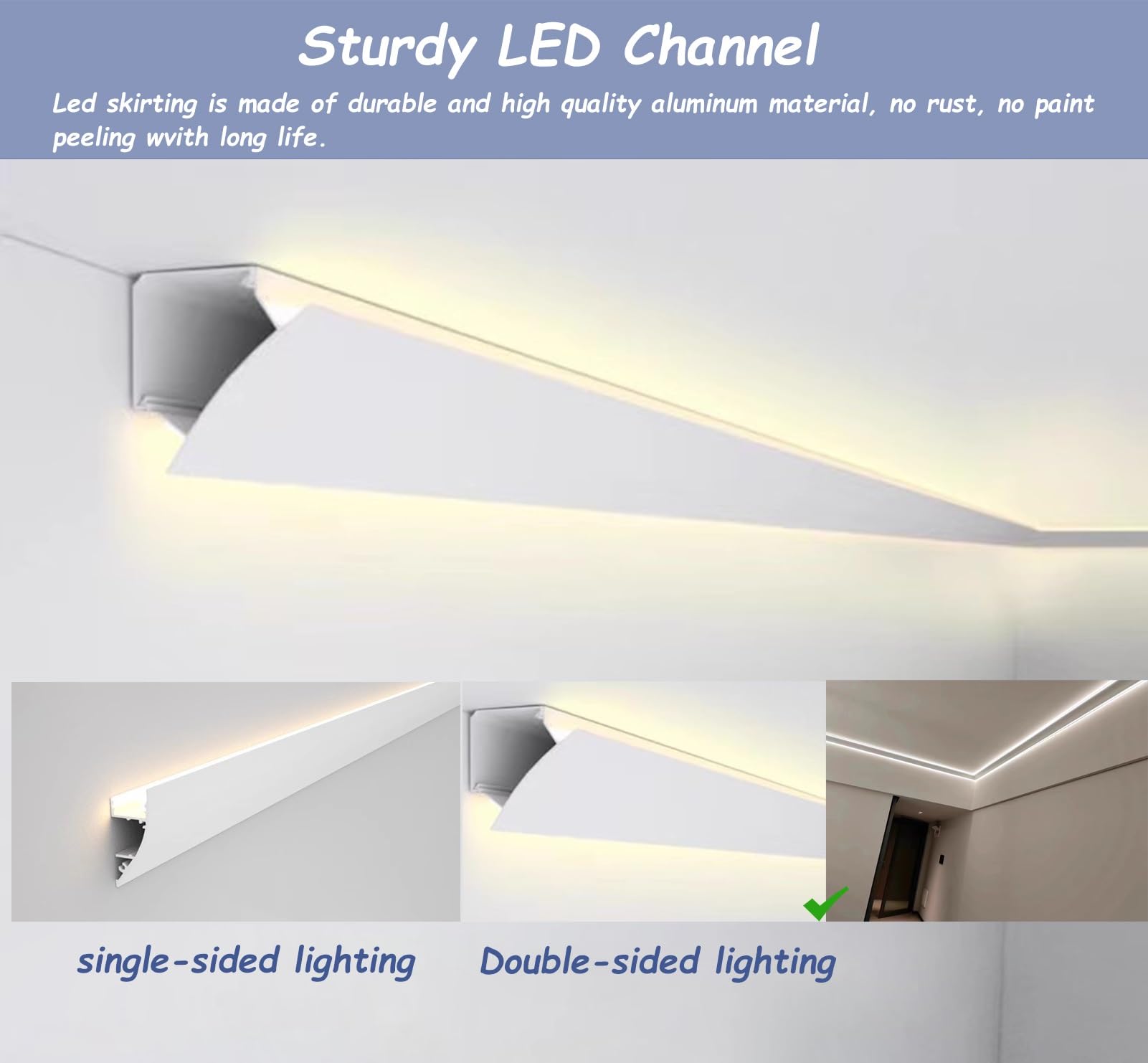 Profili per Strisce LED Canale LED per Modanatura a Corona per Strisce LED, Profilo in Alluminio per Illuminazione a Soffitto, Diffusore Flessibile per Luce LED con Copertura(3.2m/10.5ft)