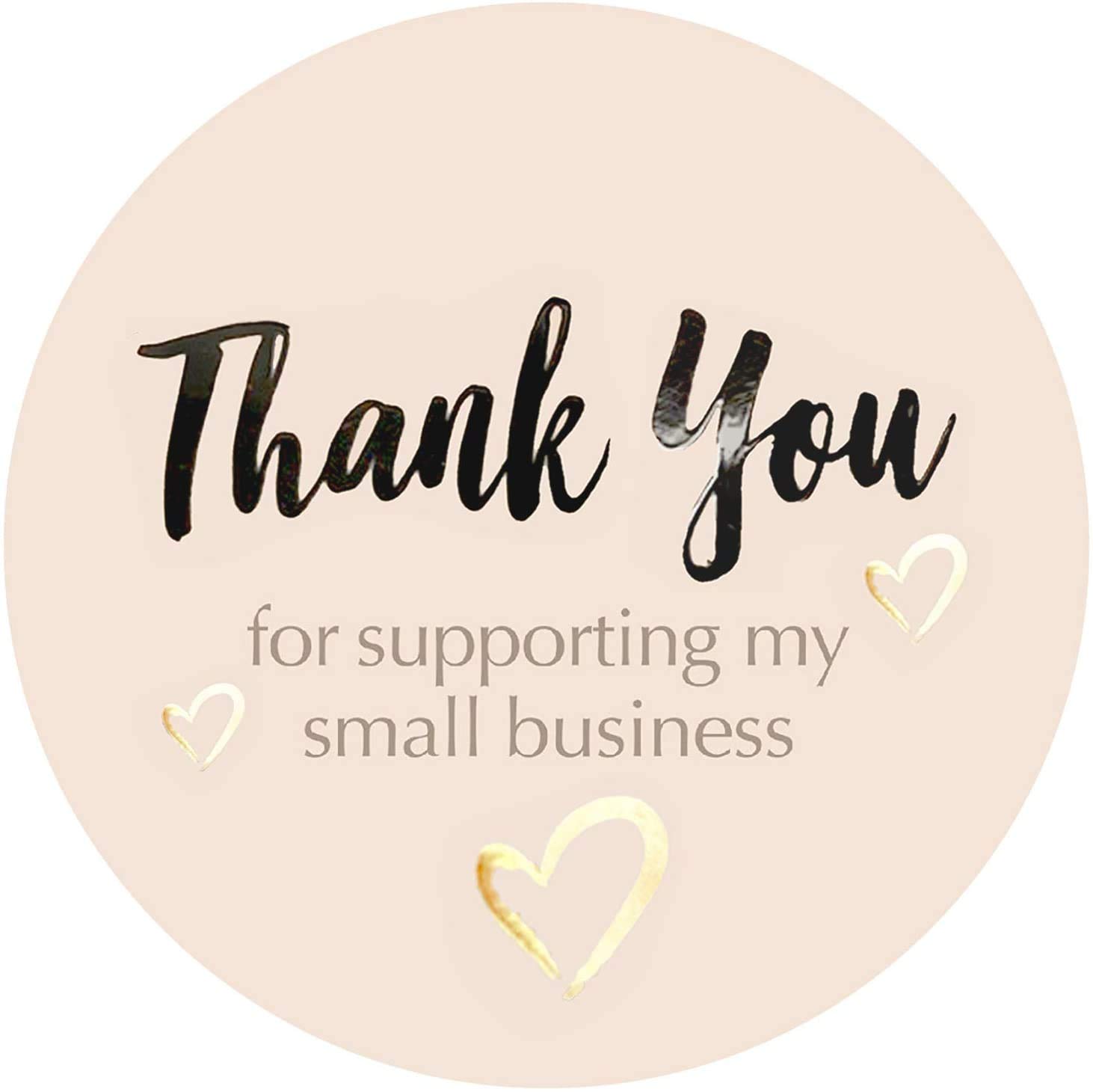 NETUME Thank You Stickers, 500Pcs 1 Inch Thank You for Supporting My Small Business Stickers for Bakeries, Handmade Craft, Thanks Gift, Pink Personalised Label Stickers for Online Small Business