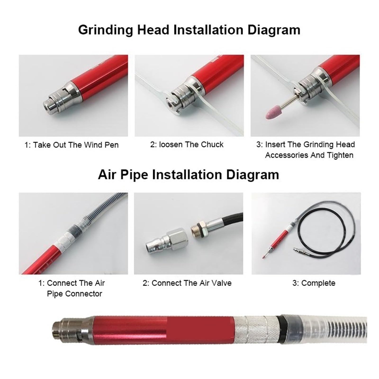 Limas Neumáticas, Air Micro Die Grinder Kits Mini Lápiz Pulido Grabado Madera Joyería Rectificado Corte Herramientas neumáticas(16PCS)