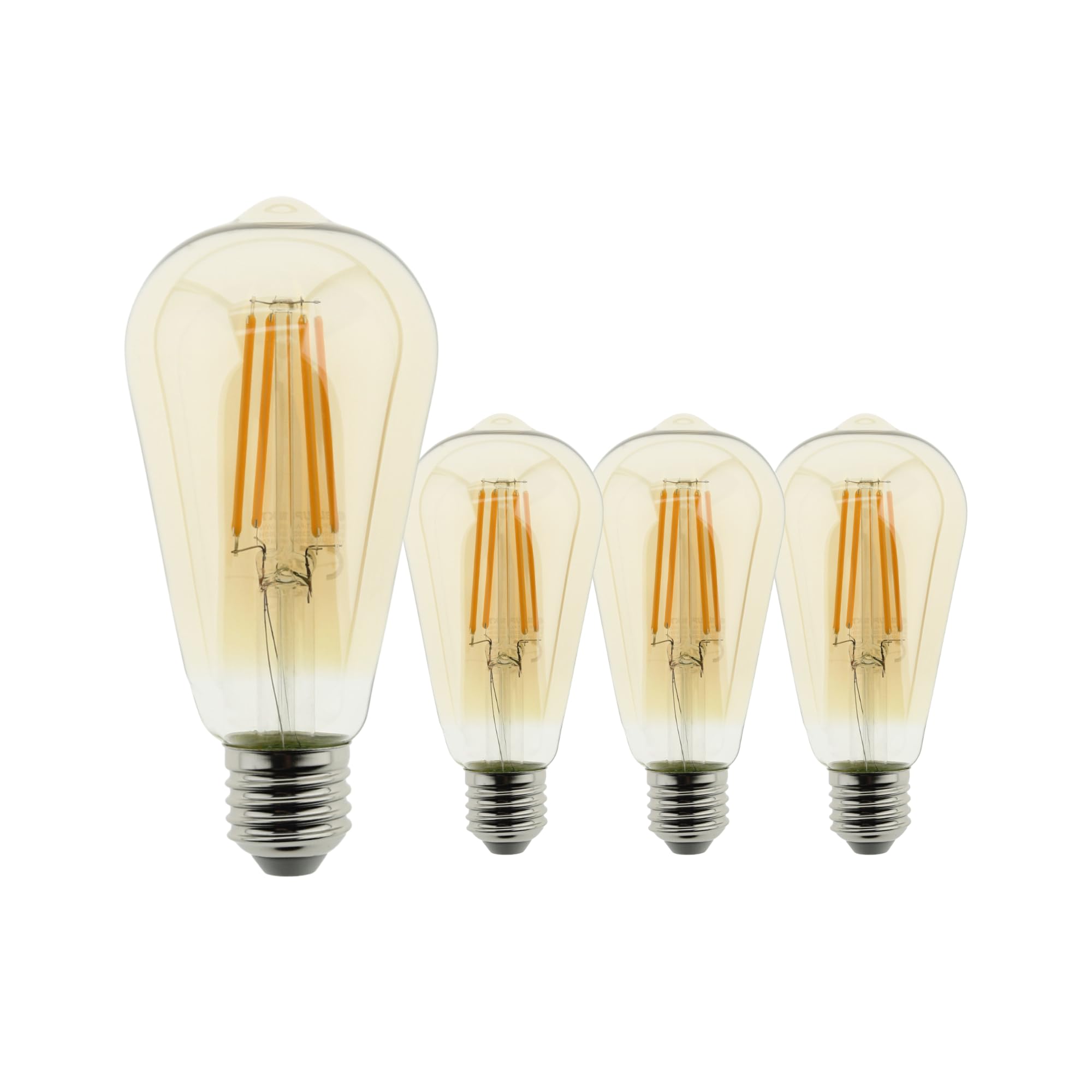 Blaupunkt LED Filament Bulb E27, Teardrop, 8W (60W Equiv), 806 Lumens, 2300K Extra Warm Light, Non-Dimmable, Vintage Retro Decorative Energy-Efficient Lamp – 4 Pack