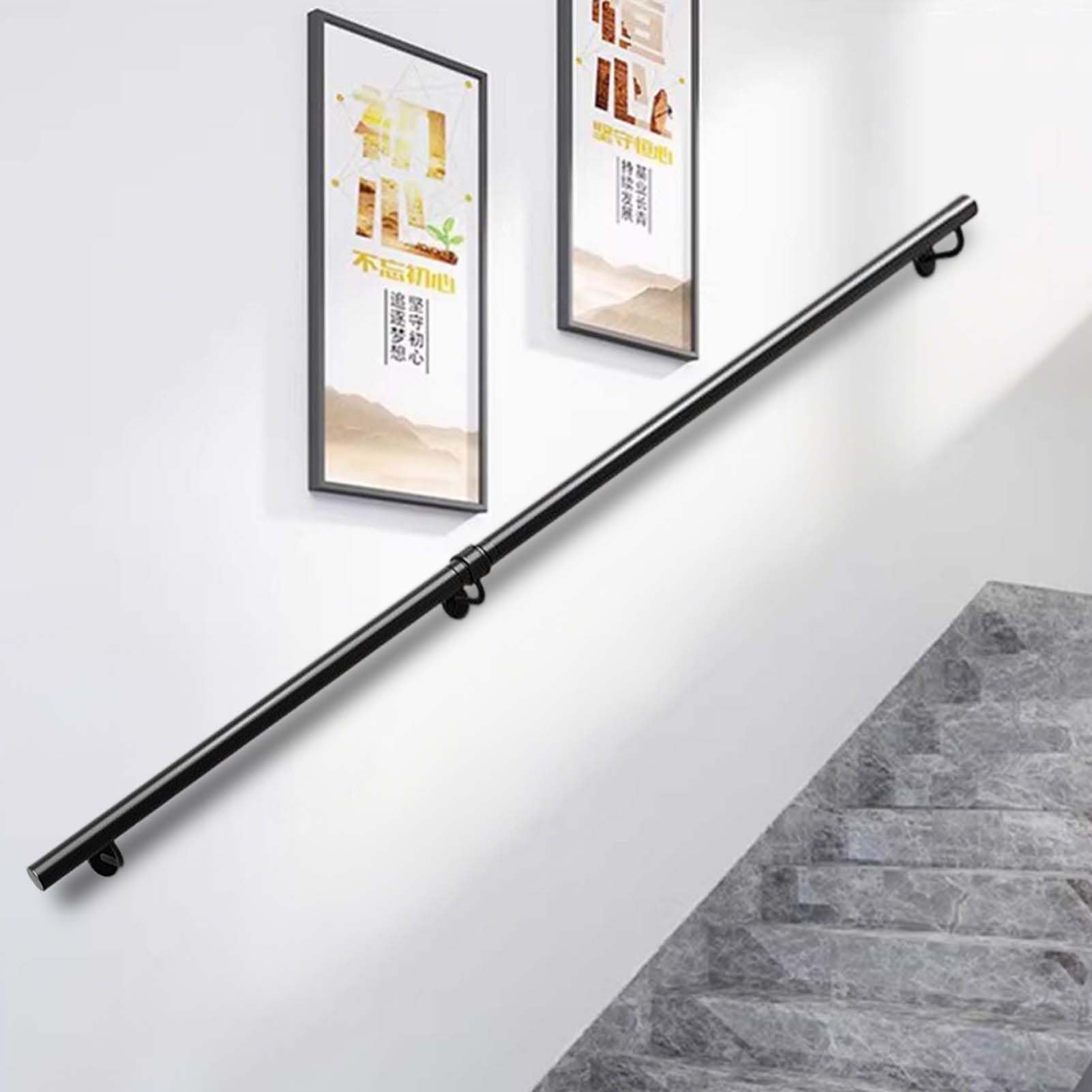 GLDYTVF Elegant Black Zinc-Coated Stair Railing5.8m Wrought Iron il for Indoor & OutdoorSupport Bar for Stairs & HallwaysStylish Balustrade Solution