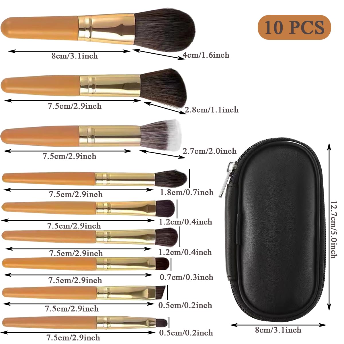 Mini-Make-up-Pinsel-Set, tragbar, Reise-Make-up-Pinsel mit Aufbewahrungsbox, für Foundation, Rouge, Puder, Lidschatten, Kosmetika, 9-teilig