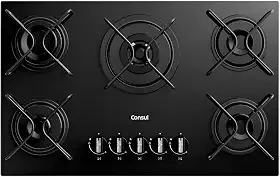 Consul Cooktop 5 Bocas a Gás Consul com Queimadores Especiais e Mesa de Vidro - CDS75AE Bivolt