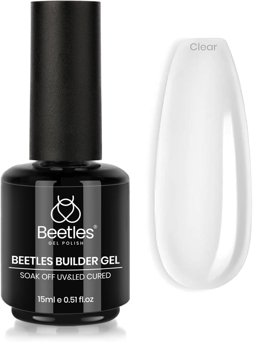 Beetles Builder Gel for Nails,0.51 oz Clear Builder Nail Gel,8 in 1 Strengthening Thickening Building Instant Apex,Beginners Friendly & DIY Salon Manicure,LED & UV Lamp Needed,Gifts for Women