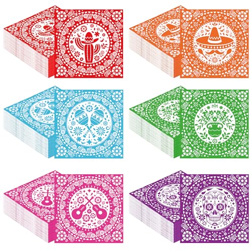 50 Pack Cinco De Mayo Napkins Disposable Cocktail Napkins Papel Picado Mexican Themed Colorful 4-Ply Fiesta Paper Hand Towel Decorations Dinner Tableware for Mexican Party Dinner Supplies 6.5 Inch