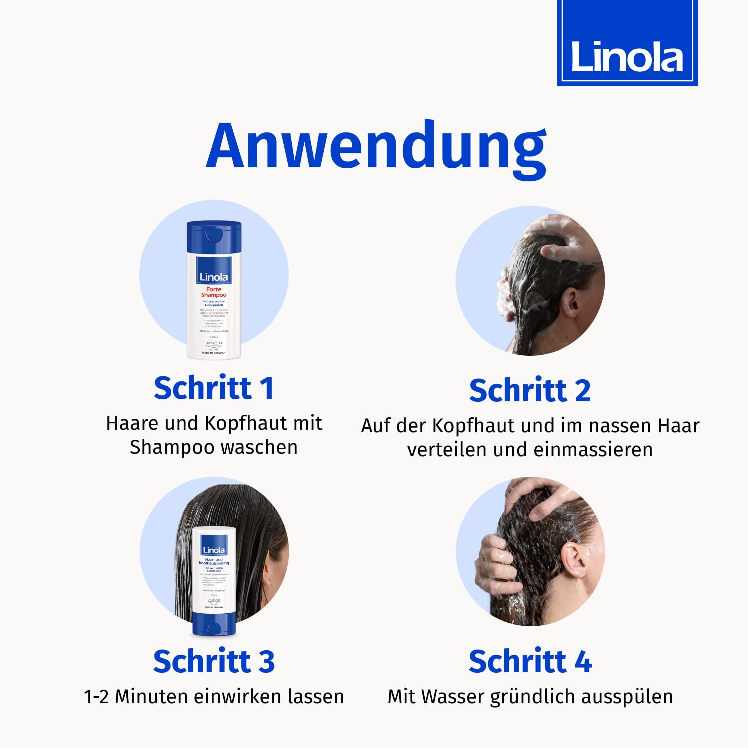 Linola Forte Shampoo & Haar- und Kopfhautspülung - 2 x 200 ml | Dusch-Set gegen Juckreiz und Schuppenflechte | Für entspannte Kopfhaut und geschmeidiges Haar