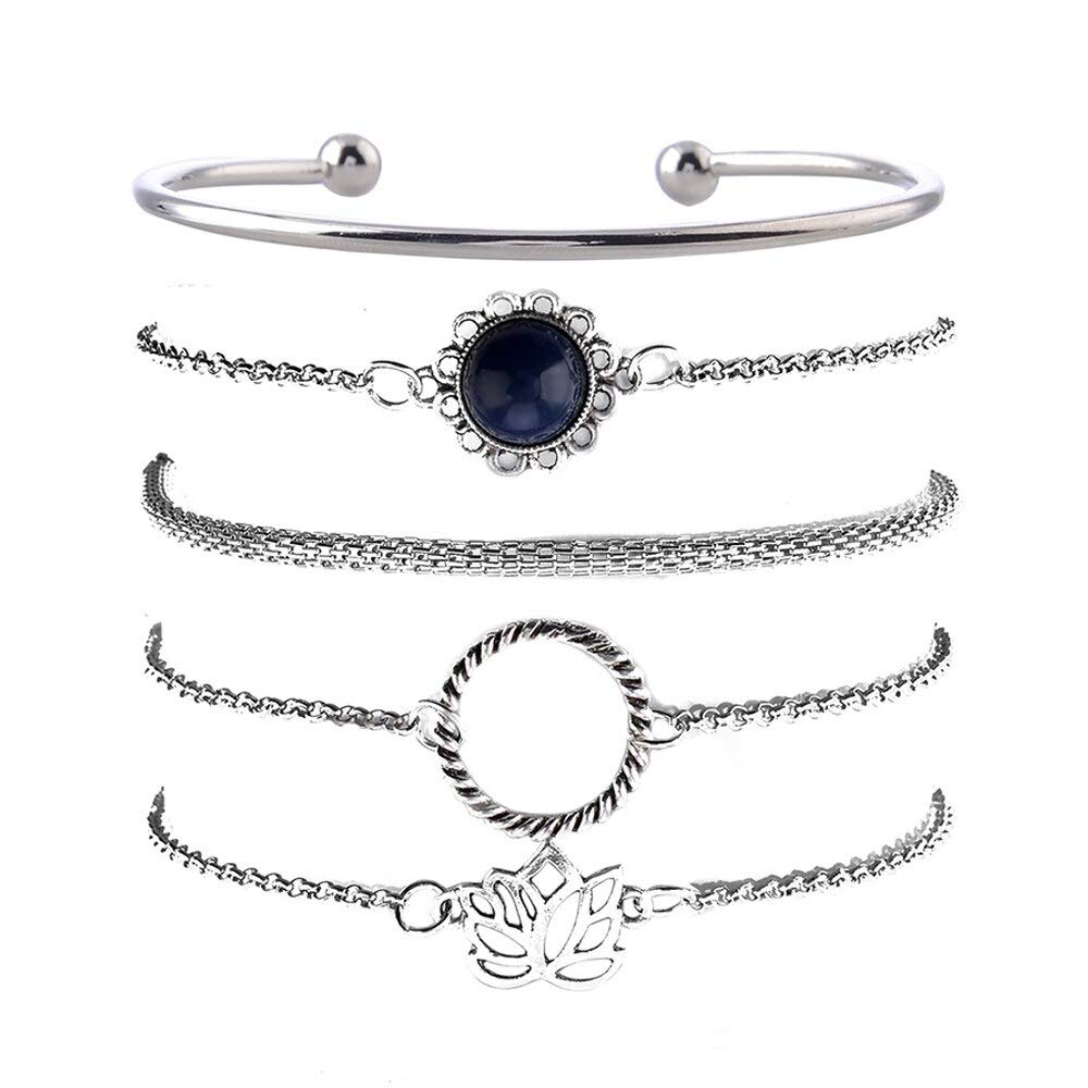 Fashion Frill Bracelet For Women Flower Design Multi Layered Bangle Silver Bracelets For Women Girls Stylish Stackable Bracelet (B0BTHN3LWN) Amazon Price History, Amazon Price Tracker