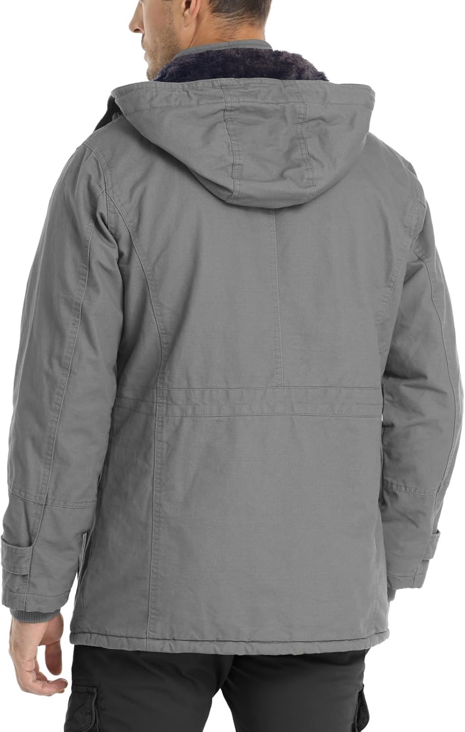 CHEXPEL Men’s Thick Winter Jackets with Hood Fleece Lining Cotton Military Jackets Work Coats with Cargo Pockets Outwear