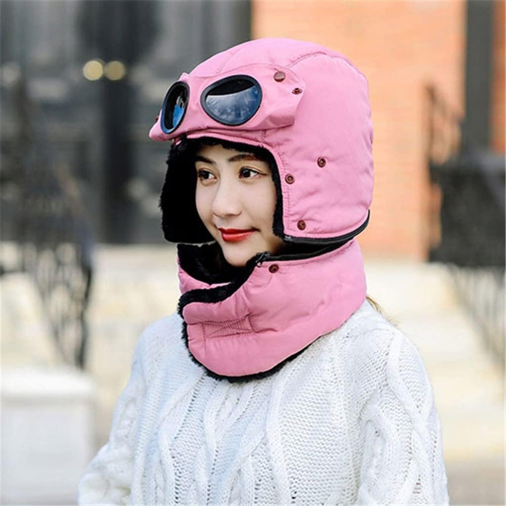 Women's Russian Snow Skiing Hat Caps Women Earflap Winter with Glasses Bomber(Gray)