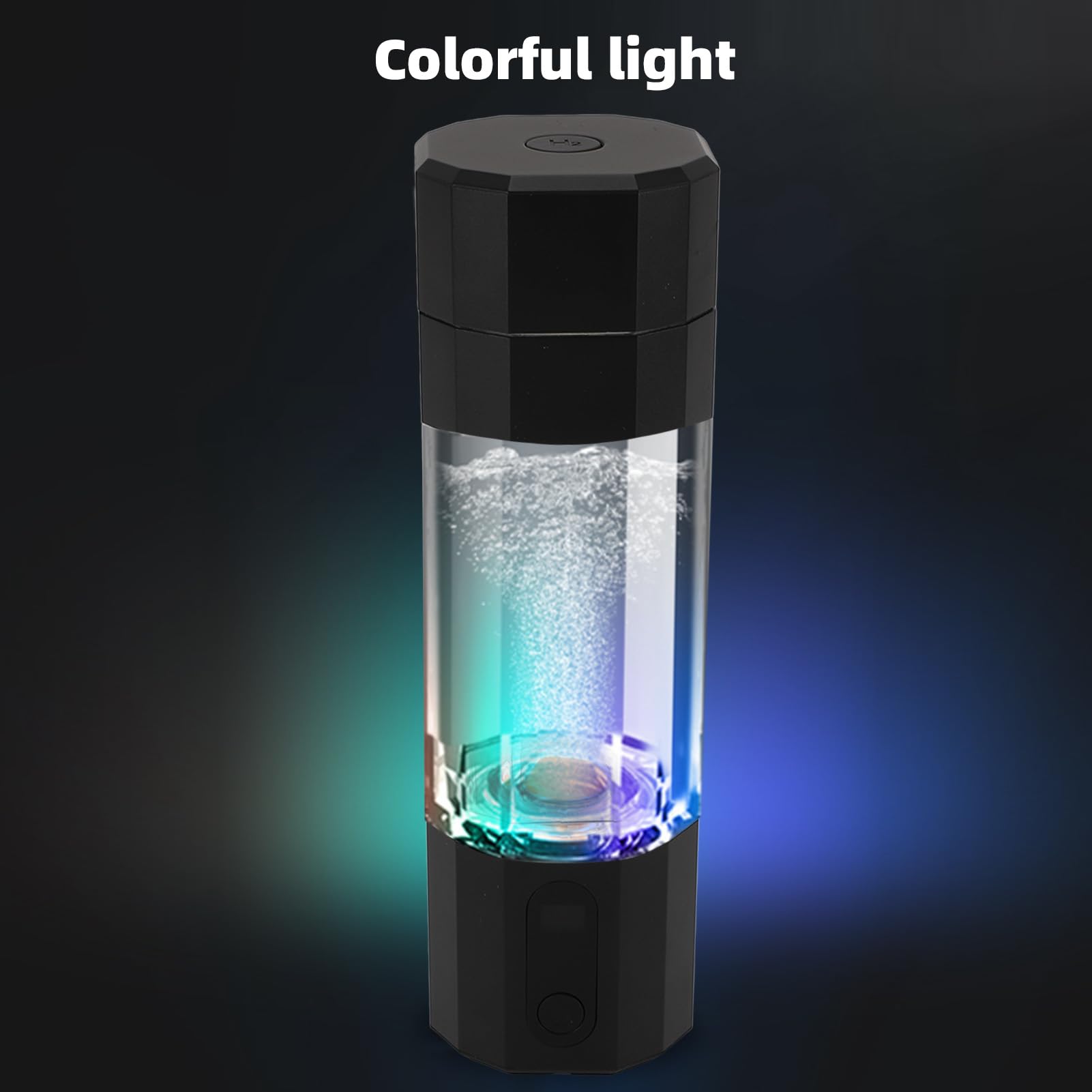 Fabater Generador de Botella de Agua de Hidrógeno, 5 y 10 Minutos, 2 Modos hasta 8000 ppb+ PEM, Máquina de Agua de Hidrógeno Recargable Portátil con Luz Colorida para el Hogar, Oficina,