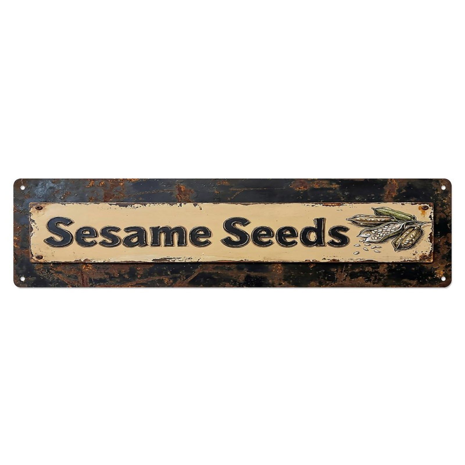 Vintage Sesame Seeds Nutty Farmhouse Metal Tin Sign