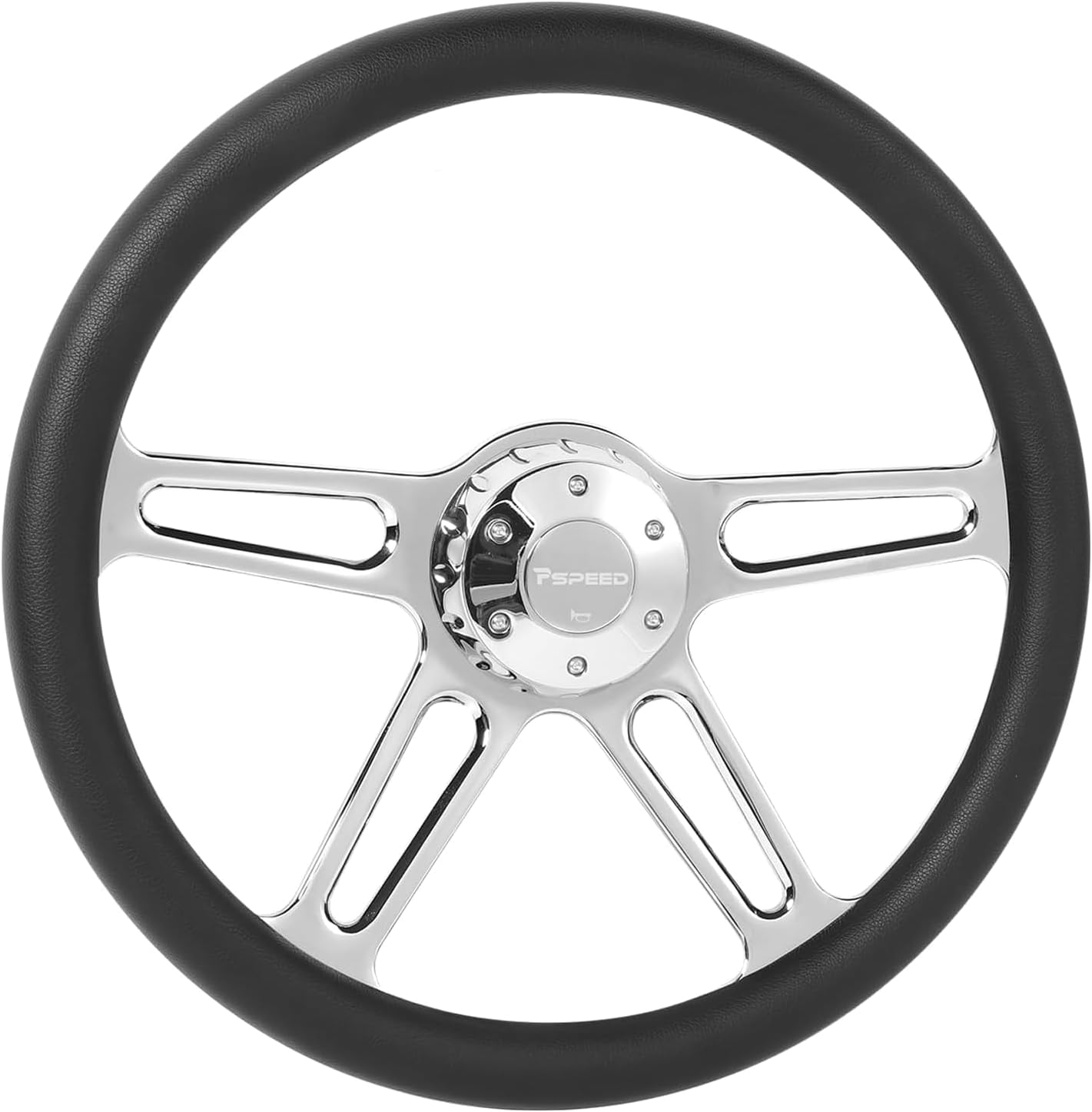 18 inch Truck Steering Wheel 5-Bolt 4-Spoke Design Chrome-Plated Aluminum Alloy,Deep Dish 50mm,Fit for Kenworth, for Peterbilt, for Volvo Semi Trucks,for Freightliner 18 in steering wheel