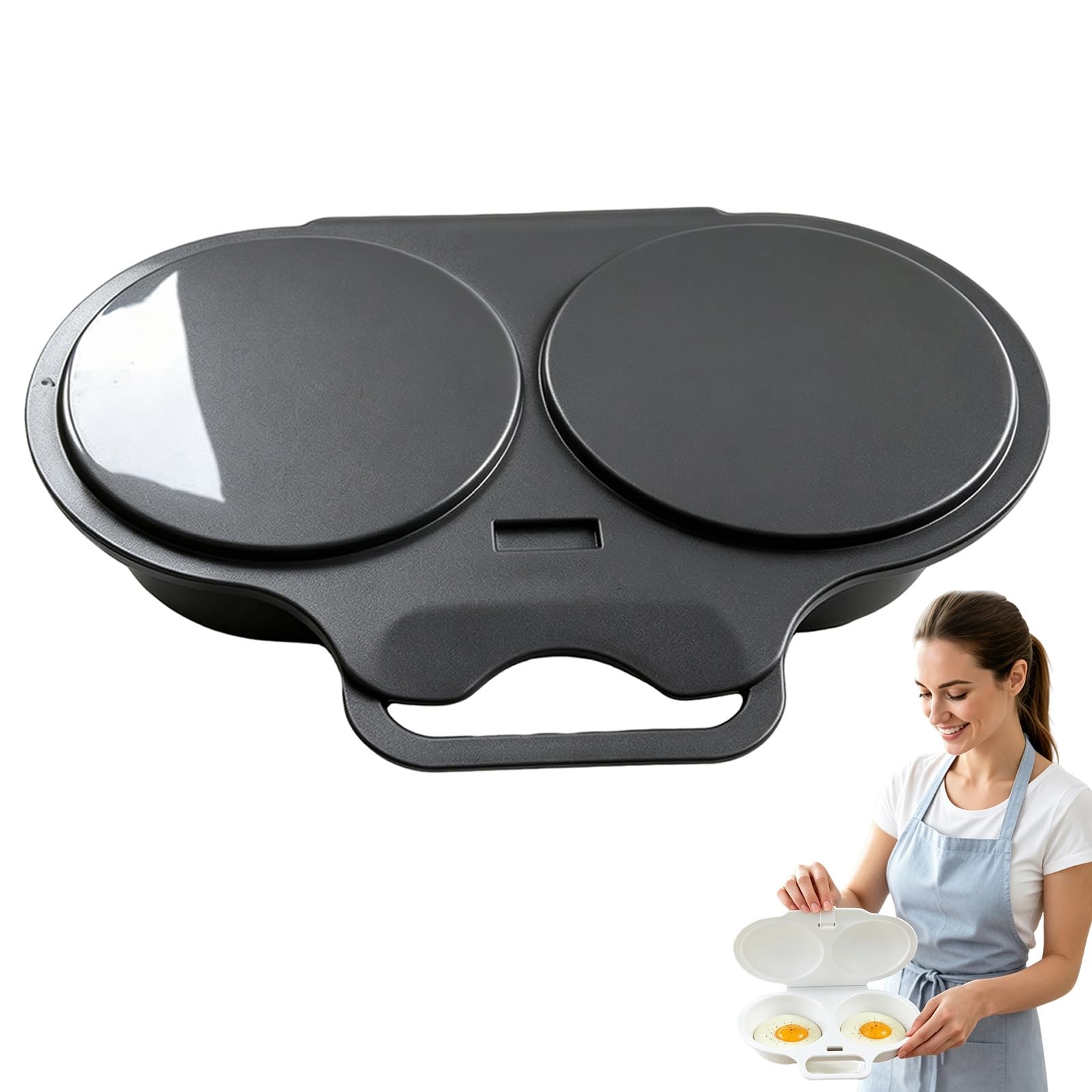 Cufryna Microwave Egg Cooker, Cufryna Microwave Egg Poacher, 2 Cavity Nonstick Poached Egg Maker With Lid, BPA Free, Microwave Omelette Maker (Black*1)