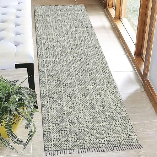 Chemin de table Kilim bleu et beige en coton véritable - 3