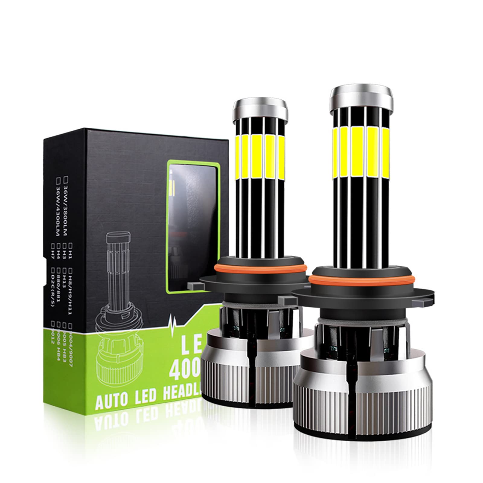 Bombillas LED Para Faros Delanteros, 10 Lados, 360 Grados, 50 W Por Juego, 12000 Lúmenes, Kit De Conversión De Faros LED Superbrillantes, 6000 K, Blanco Frío, Paquete De 2,9006