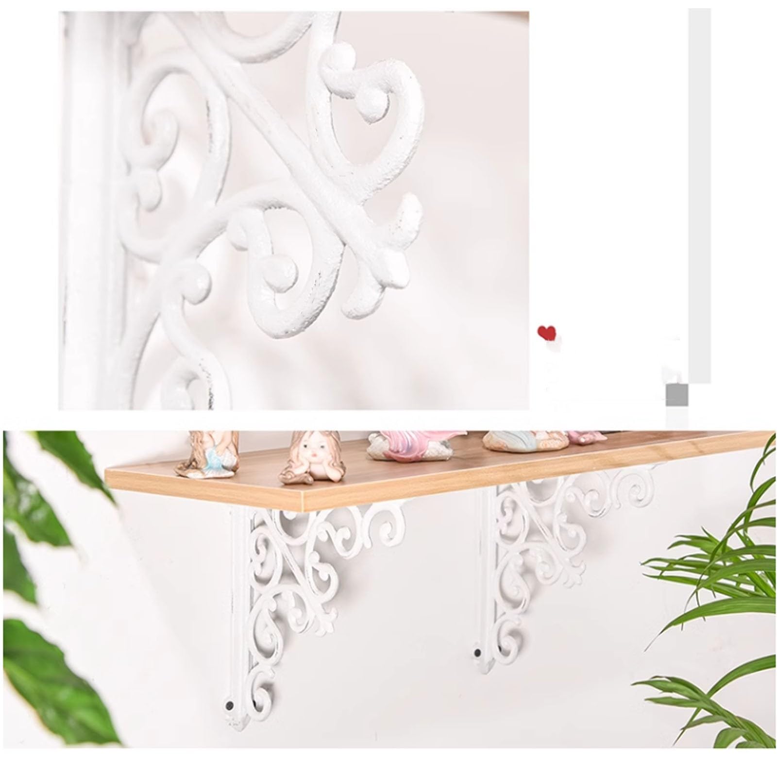 Par de Soportes de Estantería de Hierro Fundido,Soportes para Estantes Rústico,Escuadras Estantería Envejecidas,Soportes para Estantes Pesados de Pared,con Tornillos,Blanco (18cm)