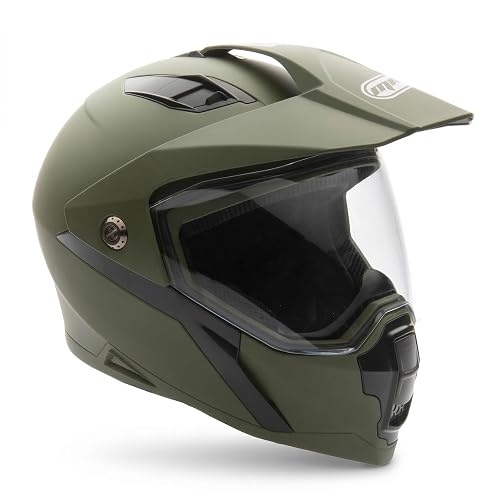 MMG Full Face Helmet, Flip-Up Visor, Green, Large