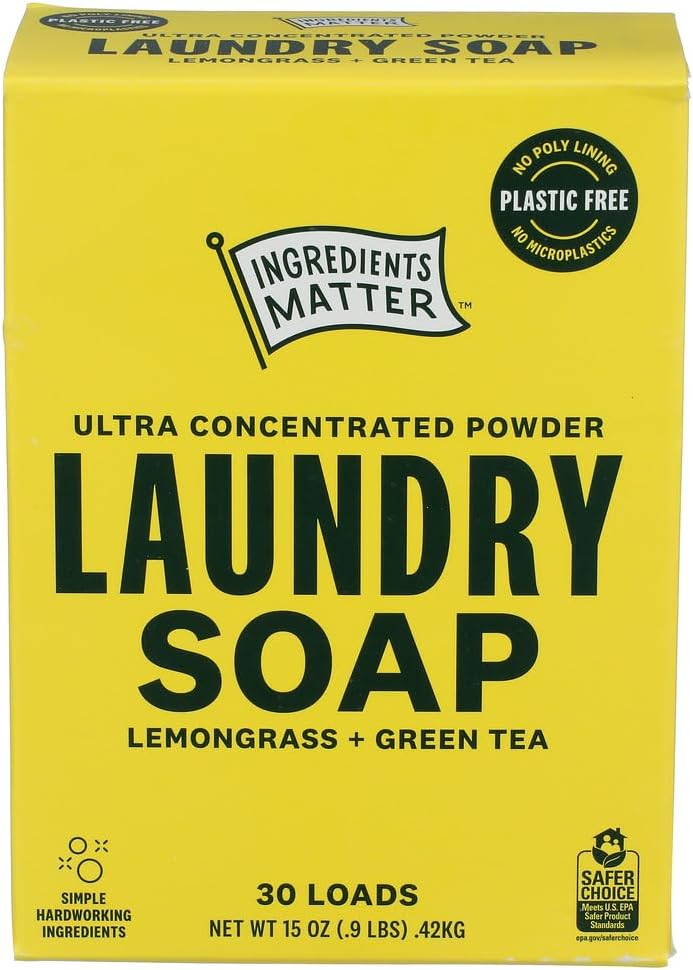 Ingredients Matter Laundry Powder Lemon Grass Tea 15 oz (Pack of 8)