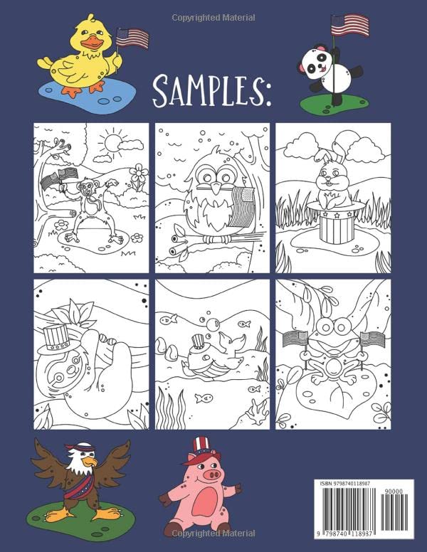 4th of July Coloring Book for Kids: Fourth of July Coloring Book for Children | 30 Pages of Cute Patriotic Animals Celebrating Happy Birthday of America | Fun Independence Day Gifts for Boys & Girls image 3