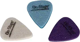 On Stage UPK300 Paletas para ukulele de feltro, embalagem com 3, branco, azul, roxo, pequeno