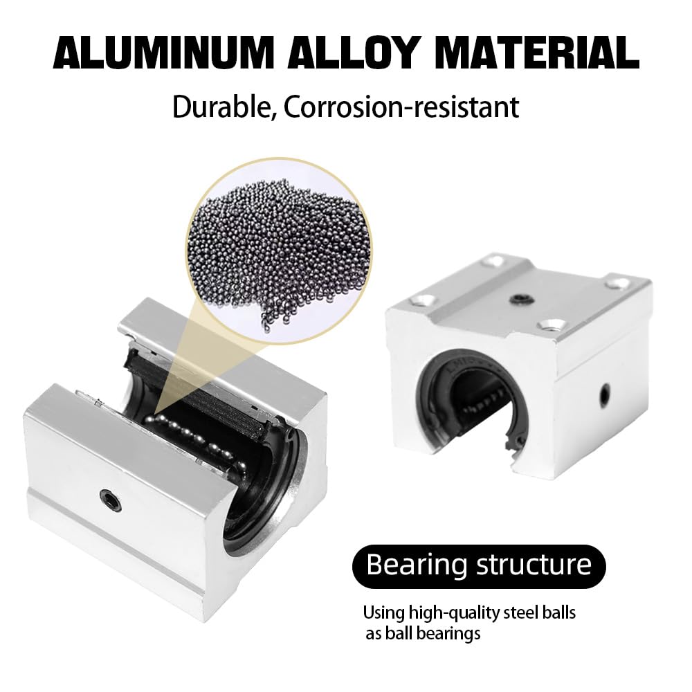 4 Pièces Roulement à Billes Linéaire Bloc de Roulement SBR16UU Glissière Linéaire Aluminium pour Imprimante 3D, CNC et Équipement de Précision