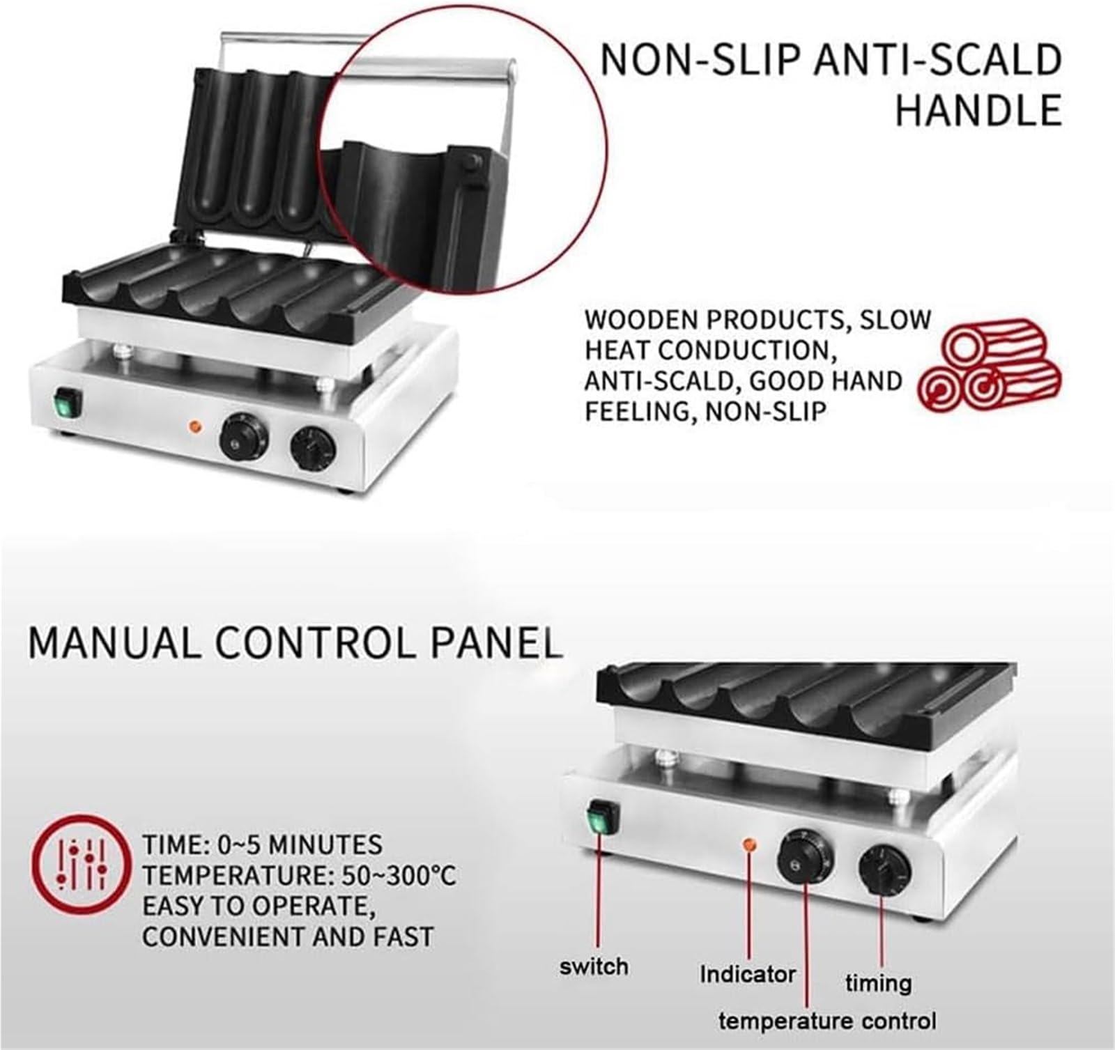 Macchina elettrica commerciale per rotolo di uova con timer e controllo della temperatura, ideale per ristoranti, snack e preparazione della colazione