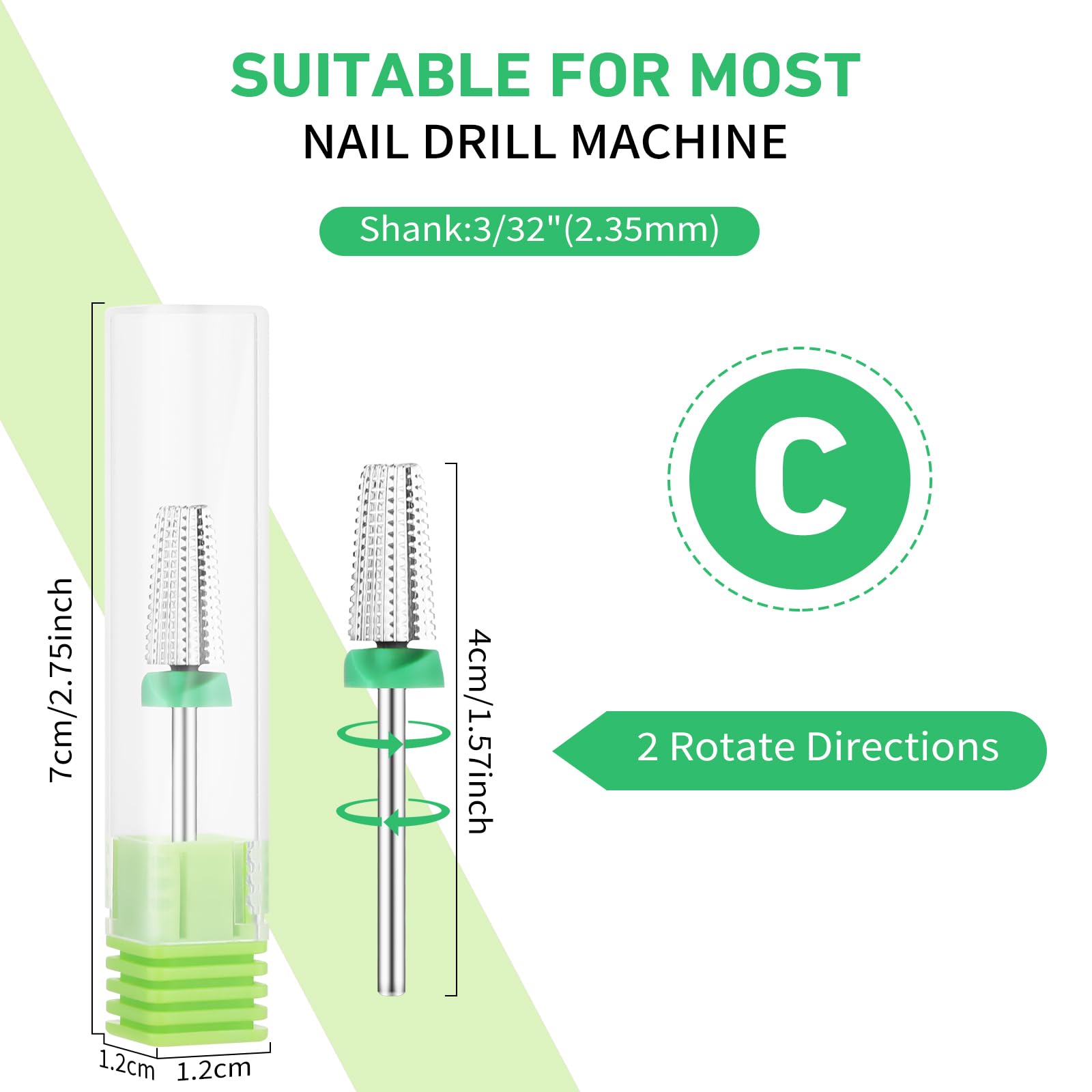 COMNICO Nail Carbide 5 in 1 Bit, Two Way Rotate Fast remove Acrylic or Hard Gel with 3/32" Shank - Image 2