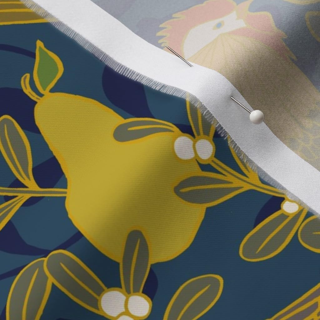 Spoonflower Fabric - Christmas Pears Turtle Doves Printed on Organic Cotton Sateen Fabric by The Yard - Sewing Quilting Apparel Home Decor