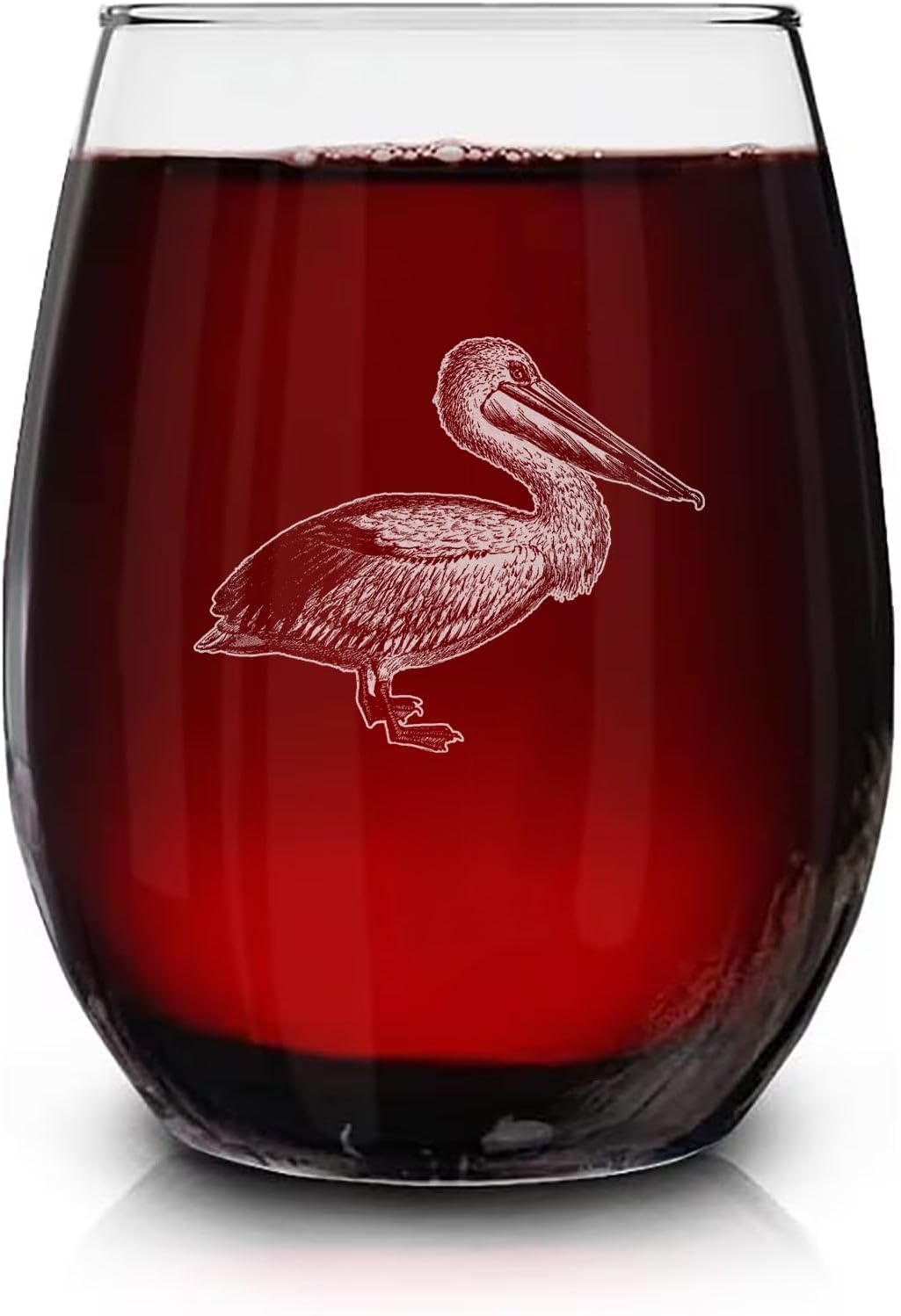 Pelican Bird Vintage Engraved Stemless Wine Glass - Wildlife Themed Gift - Unique Birthday Gifts For Friends And Family - Pelican Bird Lovers Gift - Vintage Animal Wine Glass