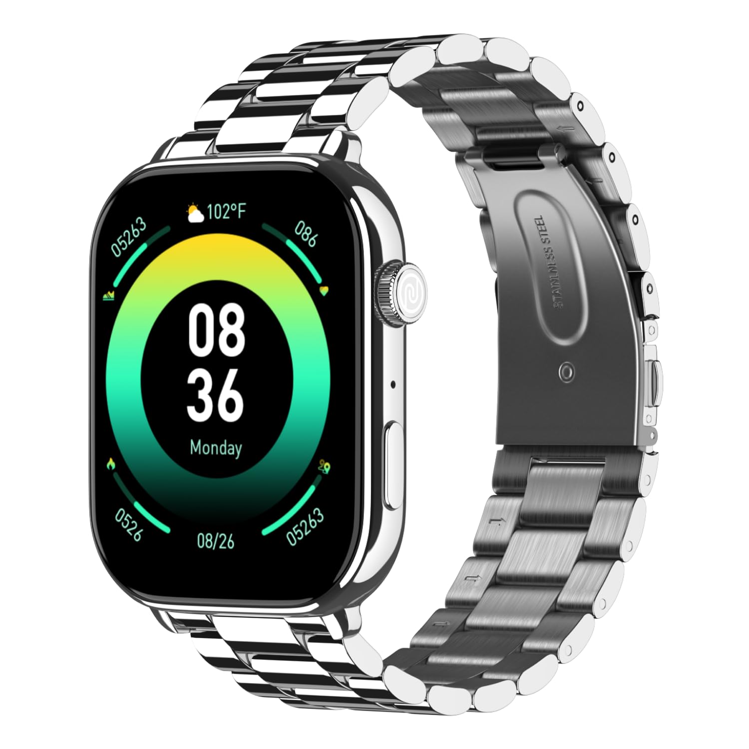 Noise Pulse 4 Max Smart Watch with AI Create (India's 1st Ever with Unlimited Watch Faces), AI Search, 1.96" AMOLED Display, Functional Crown, Premium Metallic Finish, Health Suite (Elite Silver)