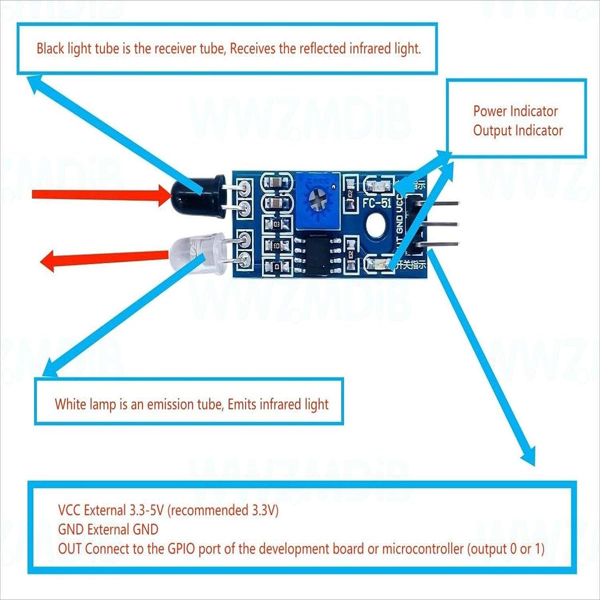 Modulo trasmettore a infrarossi con emettore IR con supporto 38K Hz integrato per Arduino 7 Modulo trasmettore a infrarossi con emettore IR con supporto 38K Hz integrato per Arduino 7