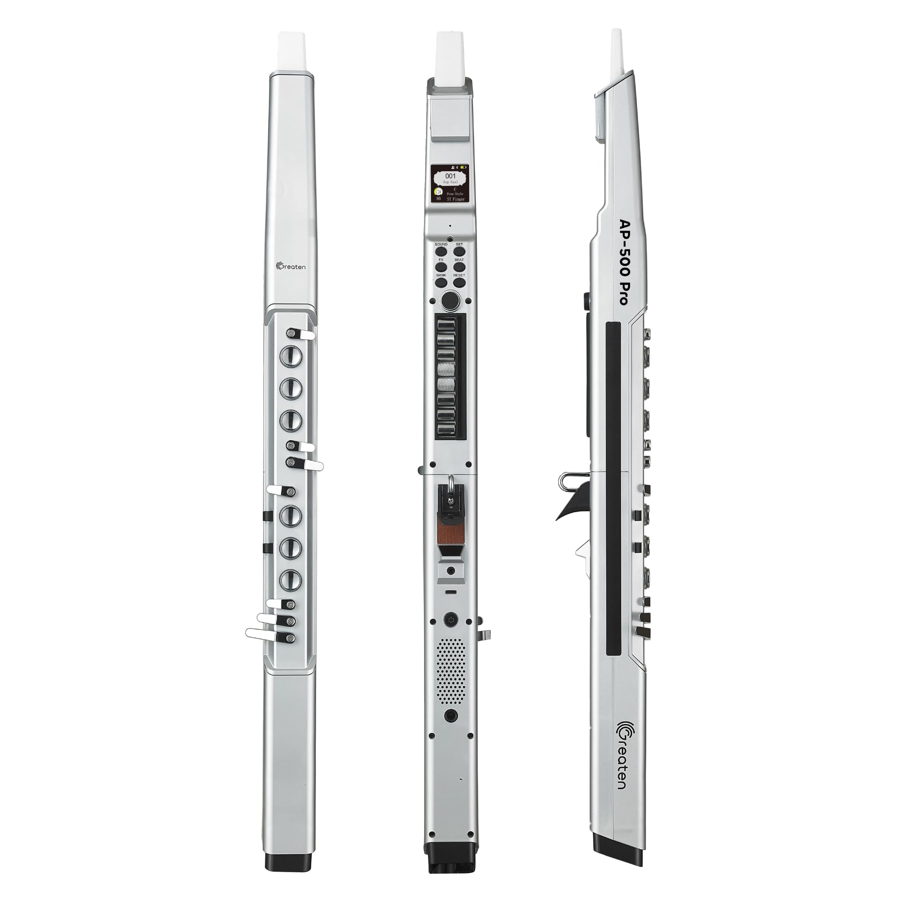 AP500 Pro Instrumento electrónico de viento, sintetizador, 120 sonidos, control de voz, Bluetooth, pantalla OLED, 8 octavas, curva de respiración ajustable