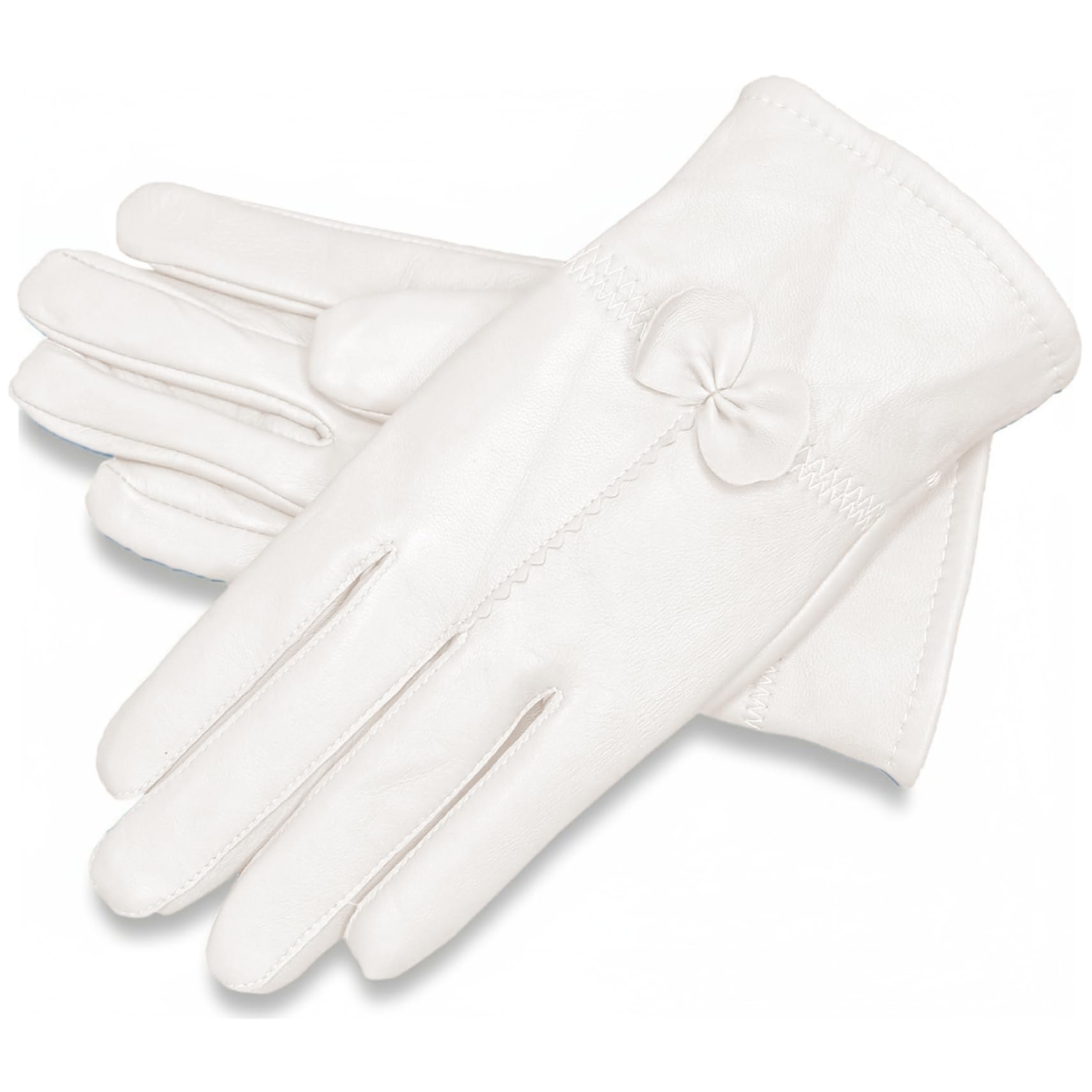 Peosaard Unisex White Women Leather Gloves, Women's Leather Gloves Winter Warm, Sheepskin Driving With Soft Fleece Lining For Outdoor, Casual, And Cold Weather, Winter