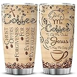 KOIXA Give Me Coffee To Get Me Started And Jesus To Keep Me Going Stainless Steel Tumbler Christian Gifts For Coffee Lovers Women Birthday Coffee Themed Gifts Insulated Travel Cup