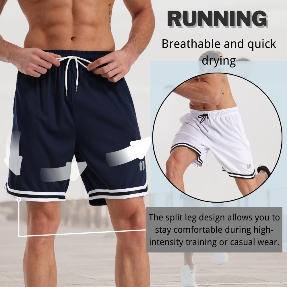 Paquete de 5 pantalones cortos deportivos para hombre, de secado rápido, para gimnasio, correr, fitness, entrenamiento, con bolsillos y cintura elástica