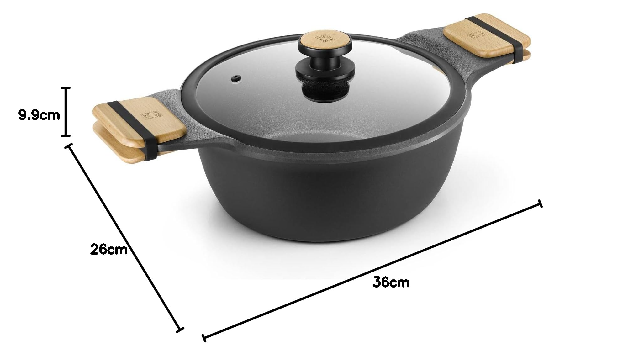 BRA Market | Cacerola alta 20 cm, Aluminio Fundido con Antiadherente, sin PFOA, Apta para todo tipo de cocinas incluida Inducción