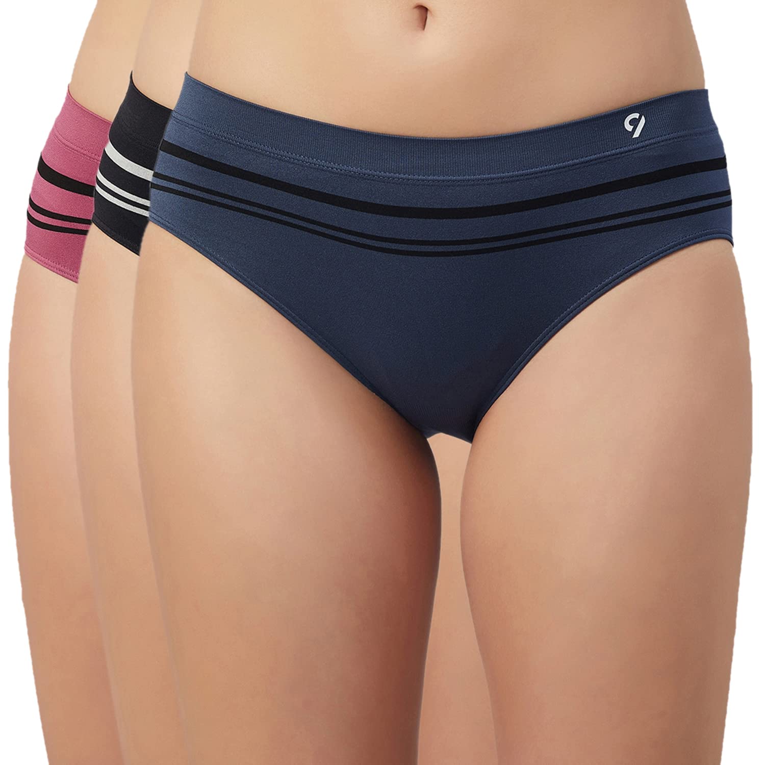 C9 Airwear Mid Rise Solid Pack of 3 Seamless Mid Brief Panties Combo for Women
