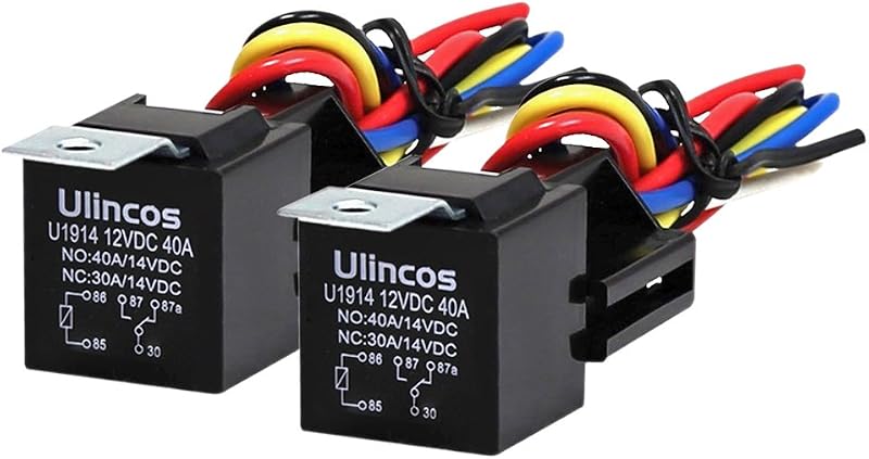 Relé automotivo Ulincos U1914 12 V DC 30/40 A SPDT com chicote 14 AWG – Kit com 2 unidades