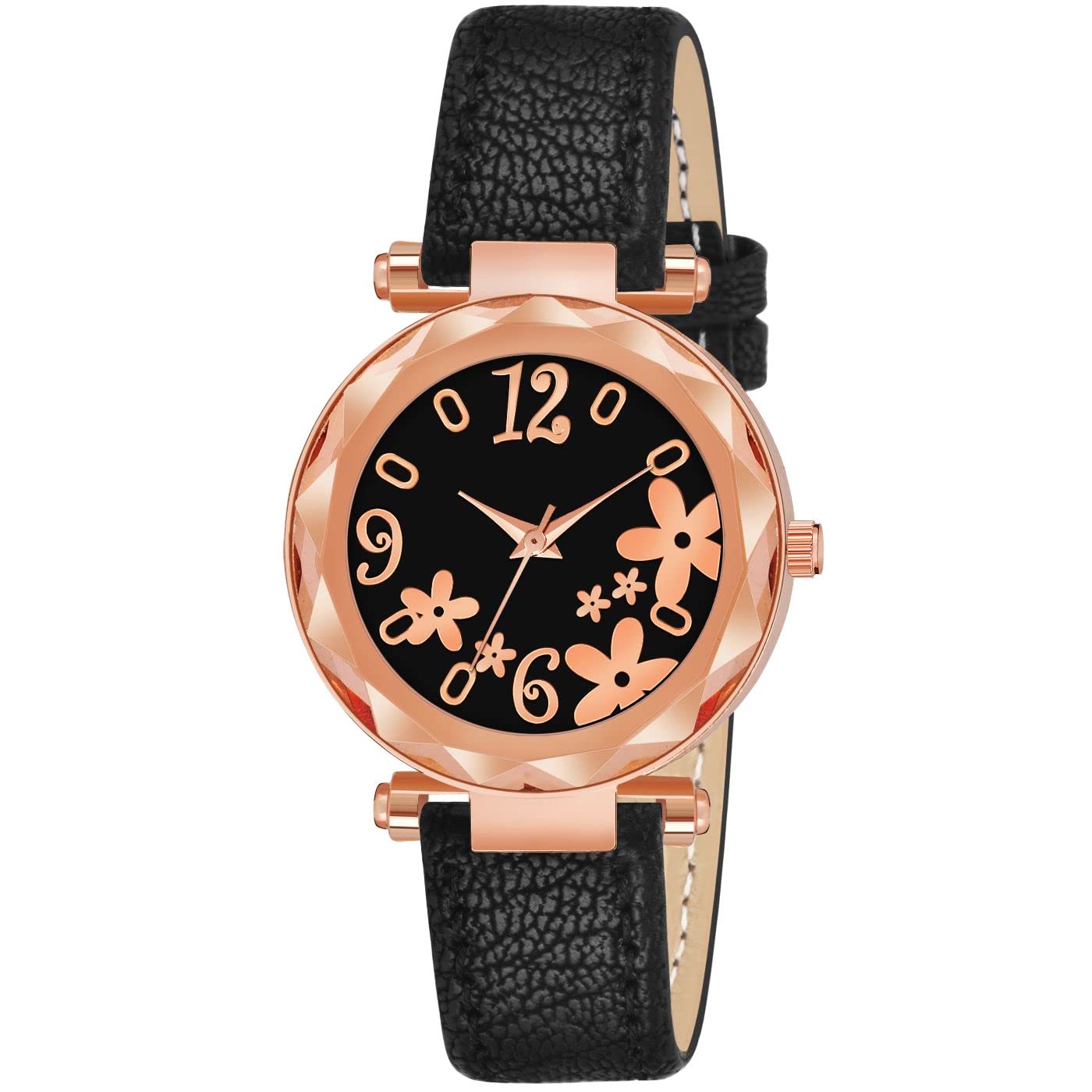 KIROH Analogue Multicolor Flowered Designer Dial Leather Belt Womens and Girls Watch (Black) (B0BQZ1NM4Y) Amazon Price History, Amazon Price Tracker