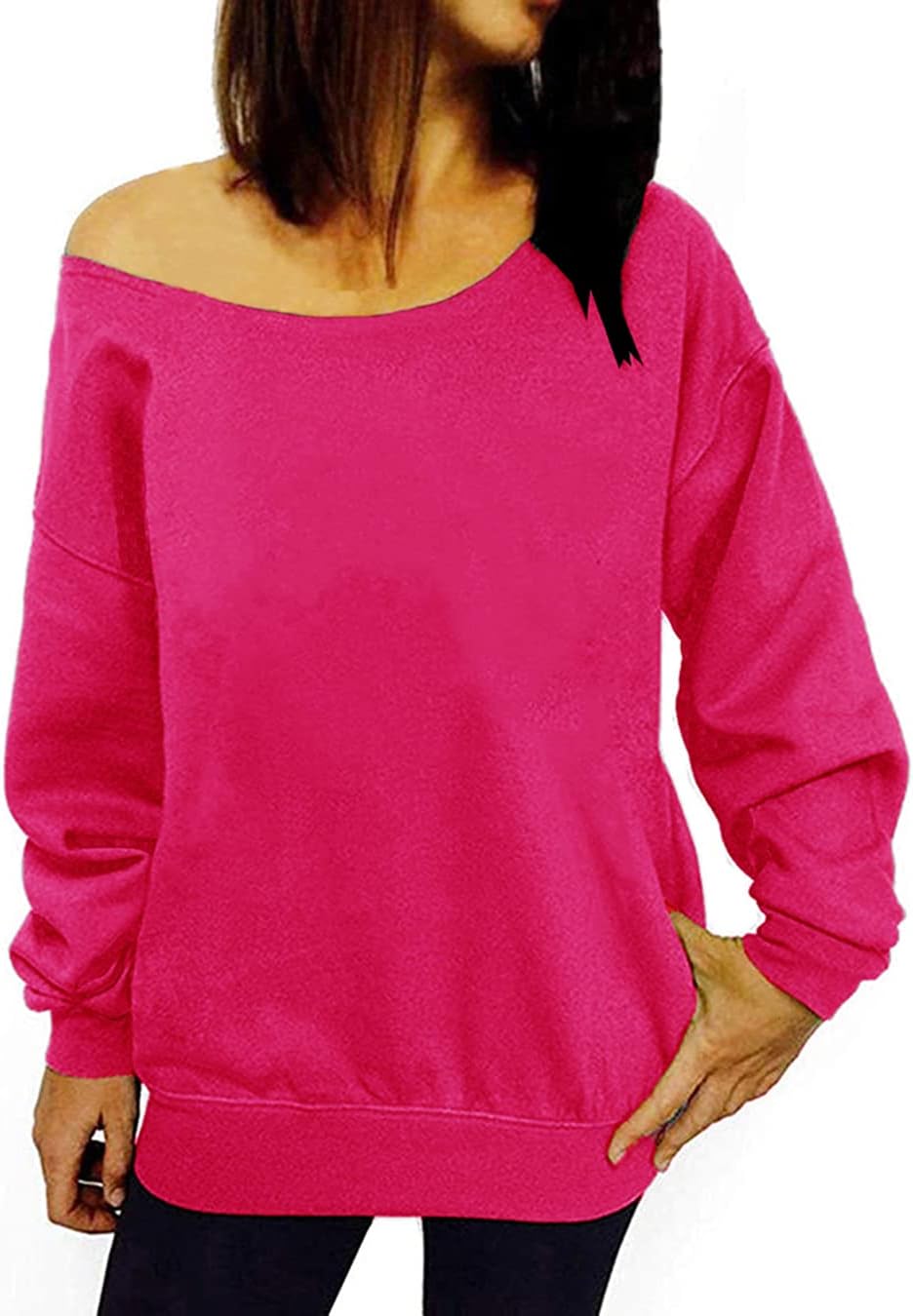 Women's Off Shoulder Casual Sweatshirt Pullover Long Sleeve Slouchy Shirt Top Blouse
