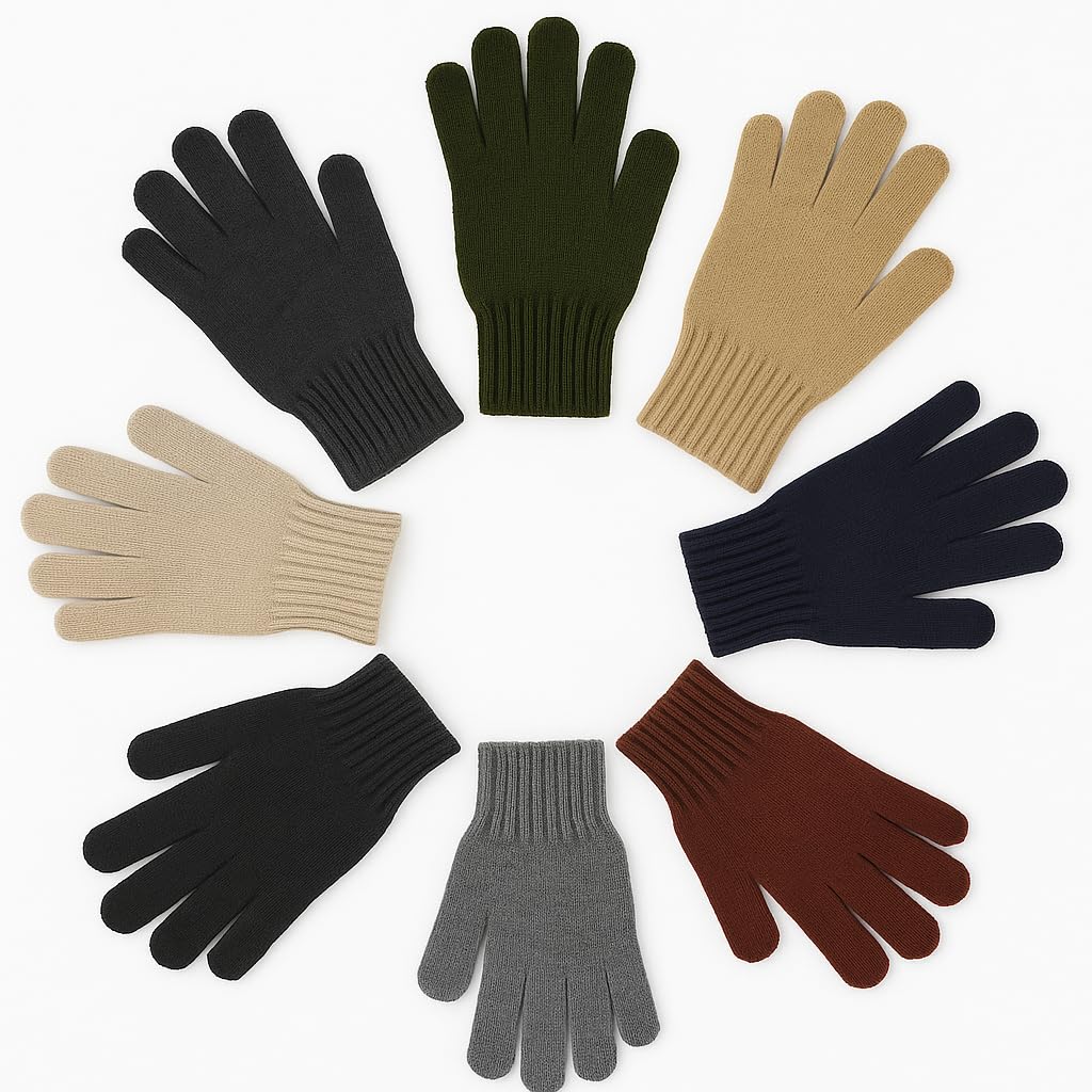 CLASSE77 - Guanti invernali in maglia in puro cachemire da uomo - Artigianali - Made in Italy