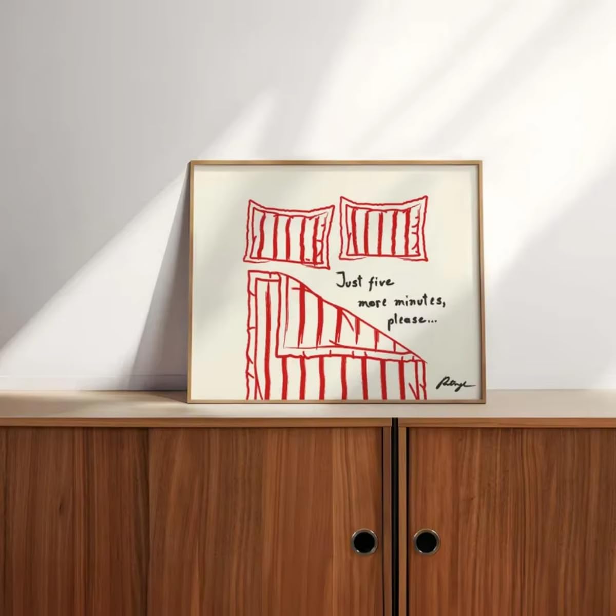 AEFOUU Ancora cinque minuti per favore Stampa su tela Resta a letto, poster moderno, stampe artistiche divertenti, decorazione da parete per camera da letto, 50x60 cm