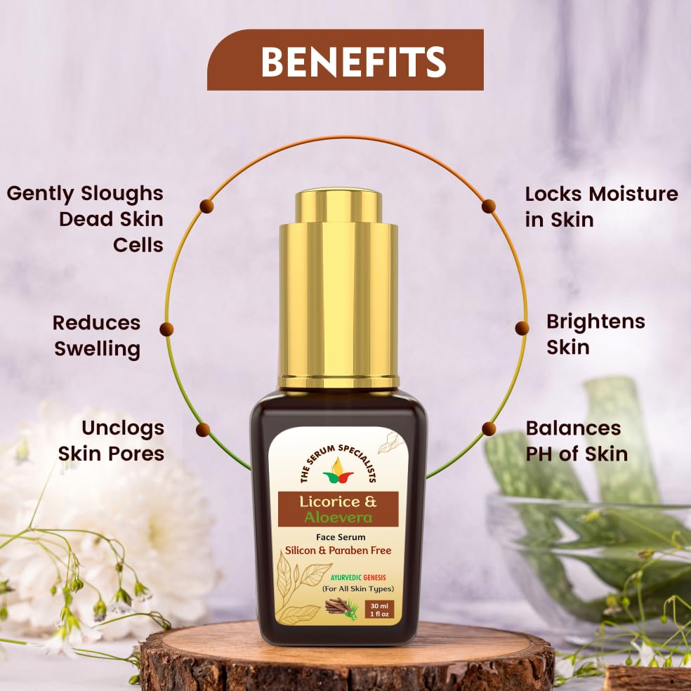 Image of Licorice & Aloe-Vera Face Serum - Brightens & Evens Skin Tone | Enriched Licorice Extract | Reduces Open Pores, Hyperpigmentation & Gives Luminous Glow | All Skin Types - 30ml