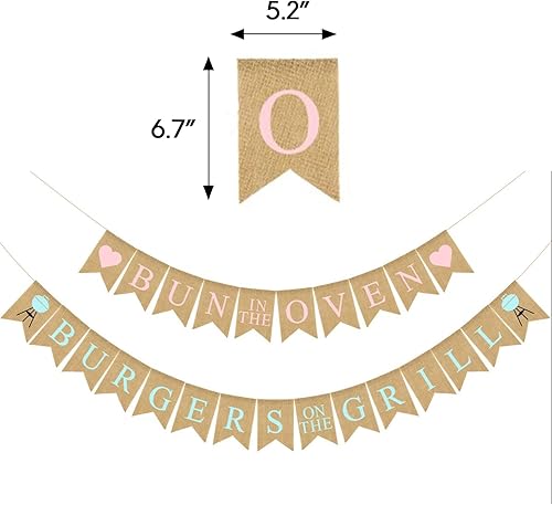 Miniatura 3 de Baby-Q BBQ - Decoración para fiesta de baby shower, panecillo en el horno, cartel de revelación de género de hamburguesas en la parrilla, letrero de