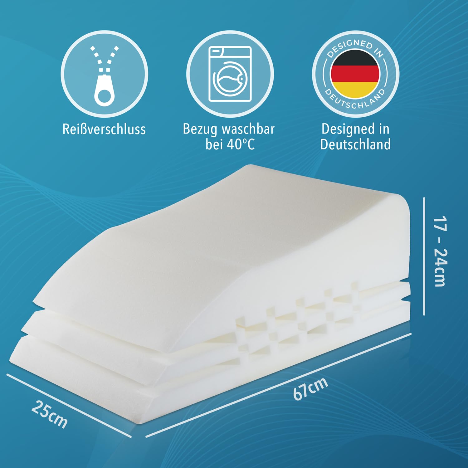 Blumtal Ergonomisches Venenkissen - höhenverstellbares Beinkissen gegen schwere Beine - Lagerungskissen Erwachsene - Venenkissen Beinhochlagerungskissen - Beinkissen Venen mit waschbarem Bezug in Grau