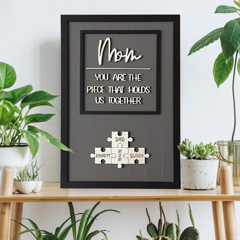 Miniatura 2 de Cartel de rompecabezas personalizado para mamá con nombre de niños You Are The Piece That Hold Us Together para regalo del día de la madre, regalos