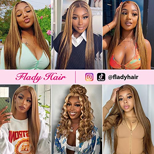 Flady 4/27 Highlight Hd Lace Front Wigs Human Hair Pre Plucked Honey Blonde Ombre Wig Human Hair 150% Density Straight Glueless Wigs Human Hair For Black Women #TOP6