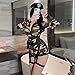 Womens Sexy Army Costume Set with Romper, Harness Belt, Hat, Walkie-Talkie for Halloween Cosplay, Soldier Green Camouflage Uniform Costume Female Lingerie Outfit for Party Bar Clubwear Role Play