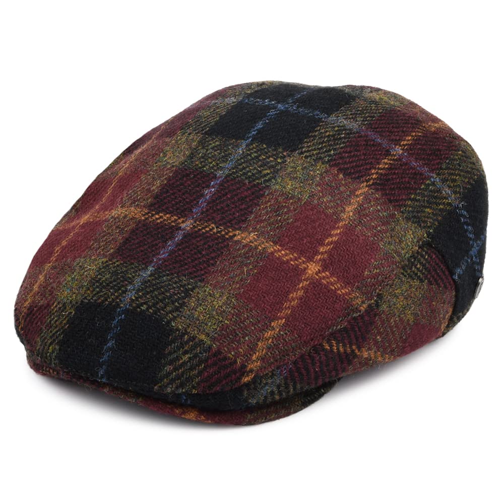 Jaxon & James Harris Tweed Callanish Flat Cap - Burgundy-Multi - 2XLARGE